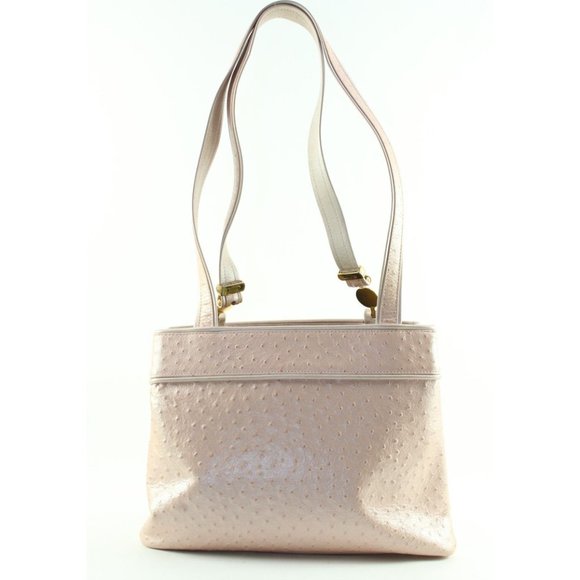 VERSACE Pearlescent Pink Ostrich Leather Shoulder Bag 5VER1219K - Picture 3 of 12